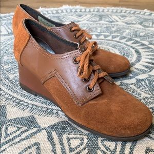 Suede Saddle Oxford Heels